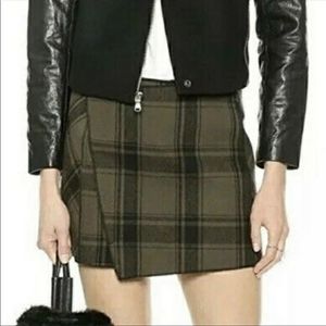 Free people green and black plaid mini skirt
